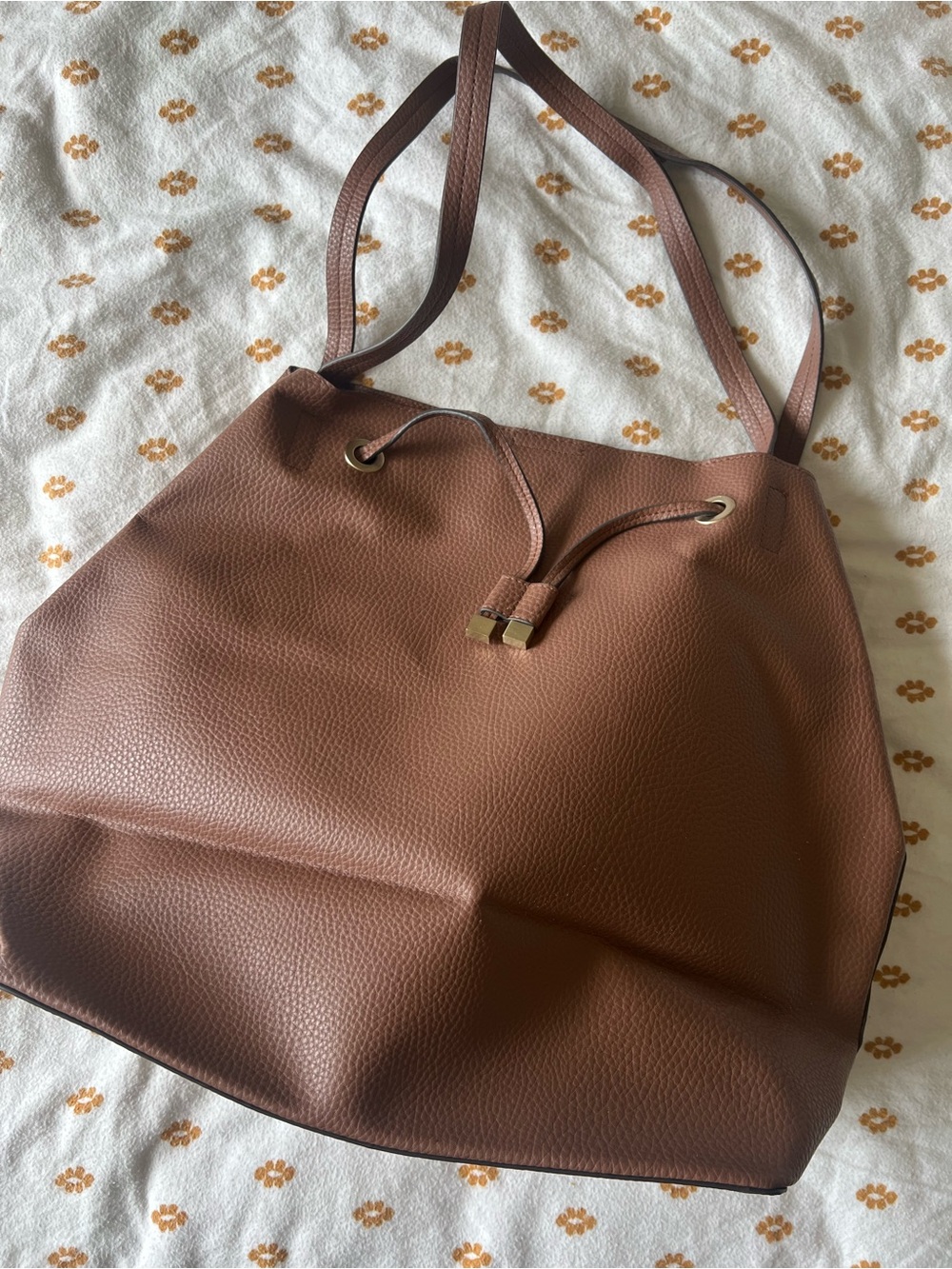 Merona Dusty Rose Drawstring Pebbled Shoulder Tote